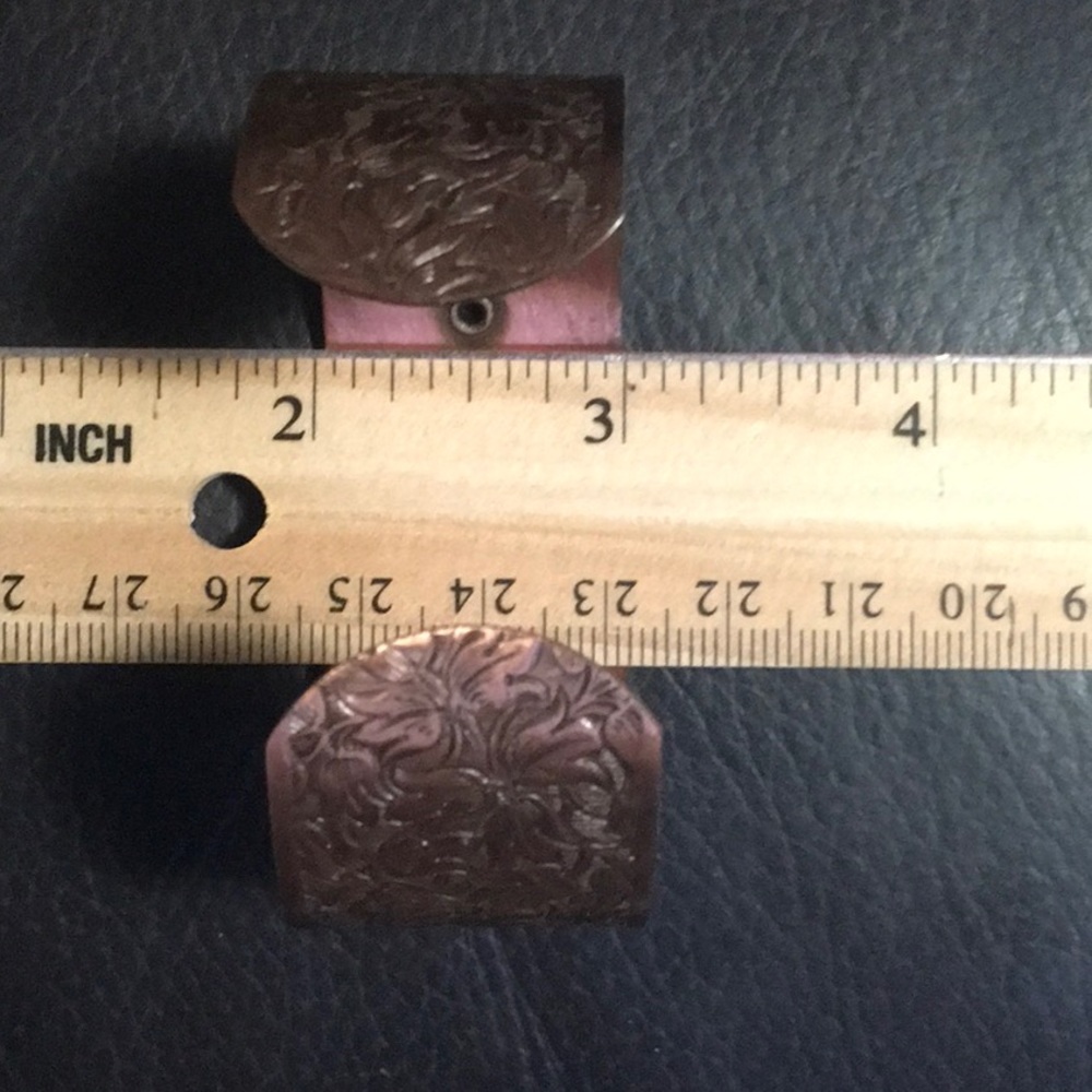 Solid Copper Gorgeous Leaf And Floral Stamped Cuf… - image 5